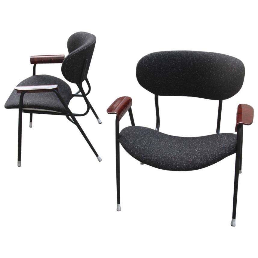 Mid-Century Modern Chairs Gastone Rinaldi for RIMA Design 1950s Black For Sale