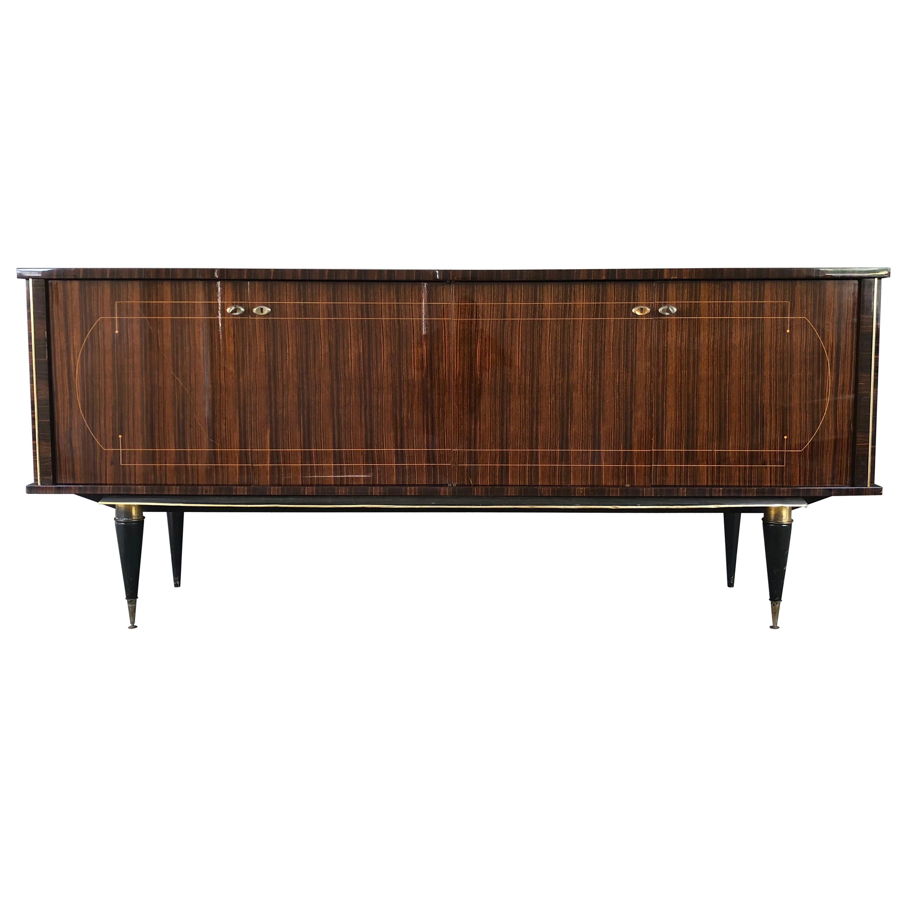 Elegant French Art Deco Macassar Sideboard, 1940s For Sale