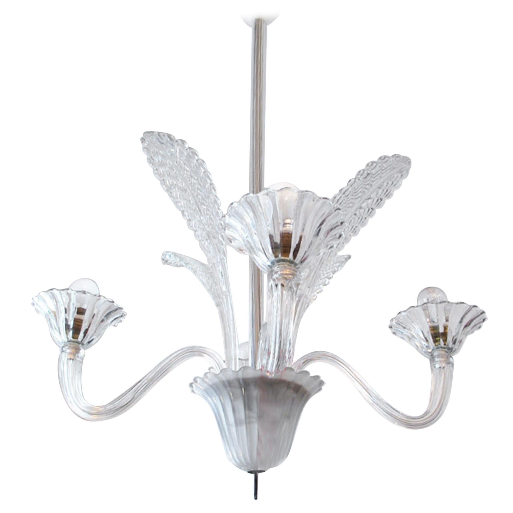 Murano Crystal Chandelier, 1950s For Sale