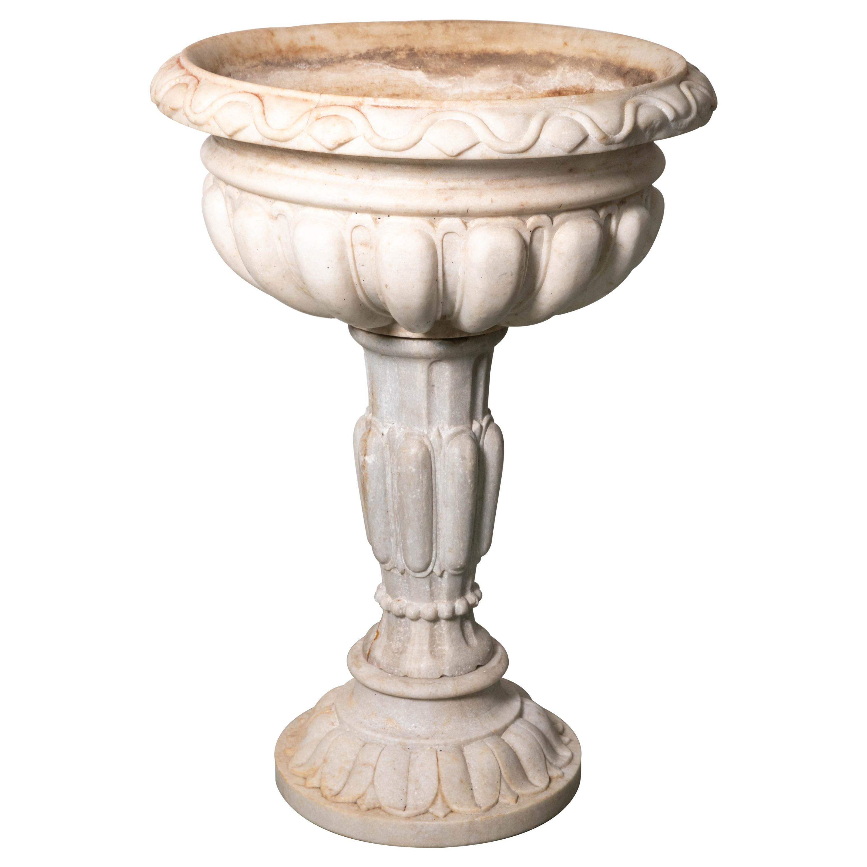 18th Century Italian Renaissance Baptismal Marble Urn For Sale