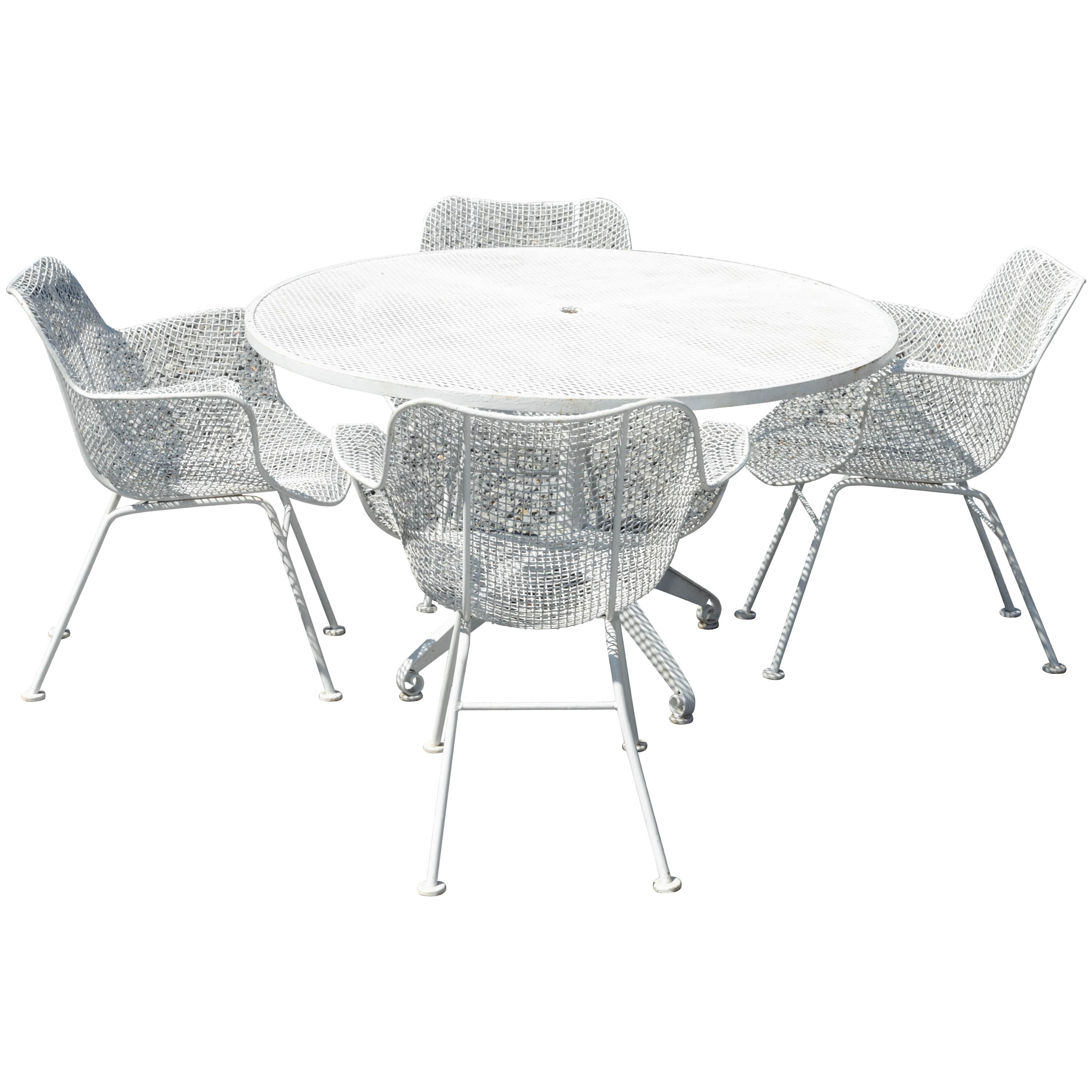 Mid-Century Modern Metal Wire Garden Table with 4 Chairs
