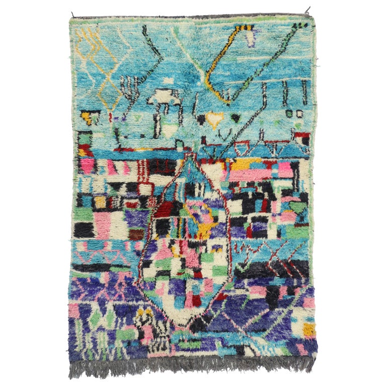 Contemporary Abstract Moroccan Rug with Post-Modern Memphis Group Design For Sale