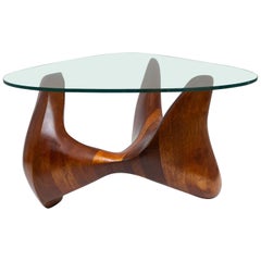 Handmade Biomorphic Wood and Glass Coffee Table