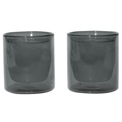 Double-Wall 6oz Glasses, Set of Two, Gray