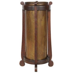 Mission Oak and Brass Umbrella Stand by the Lakeside Craft Shops