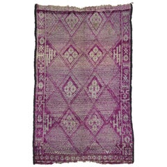 Vintage Purple Beni M'Guild Moroccan Rug with Tribal Vibes and Post-Modern Style