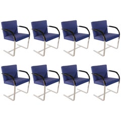 Set of Eight Mid-Century Modern Flat Bar Brno Armchair Dining Chairs for Knoll