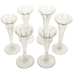 Early French Champagne Flutes-Set of Six