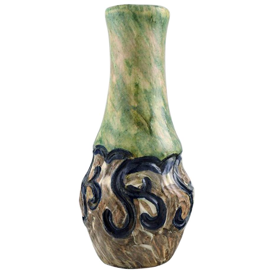 Møller & Bøgely, Art Nouveau Large Ceramic Vase of Glazed Ceramics, circa 1920s For Sale