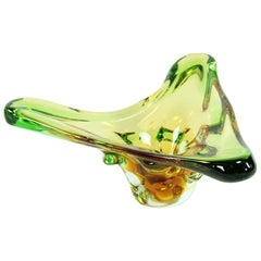 Glasschale aus Kunstglas von Frantisek Zemek für die Glasfabrik Mstisov, Tschechoslowakei