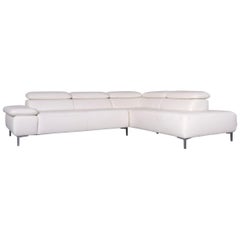 Willi Schillig Designer Leather Sofa White Corner-Couch