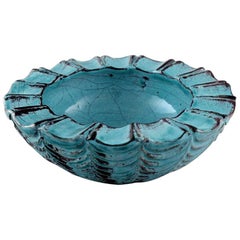 Vintage Kähler, Denmark, Round Glazed Dish, Art Deco 1940s, by Svend Hammershøi