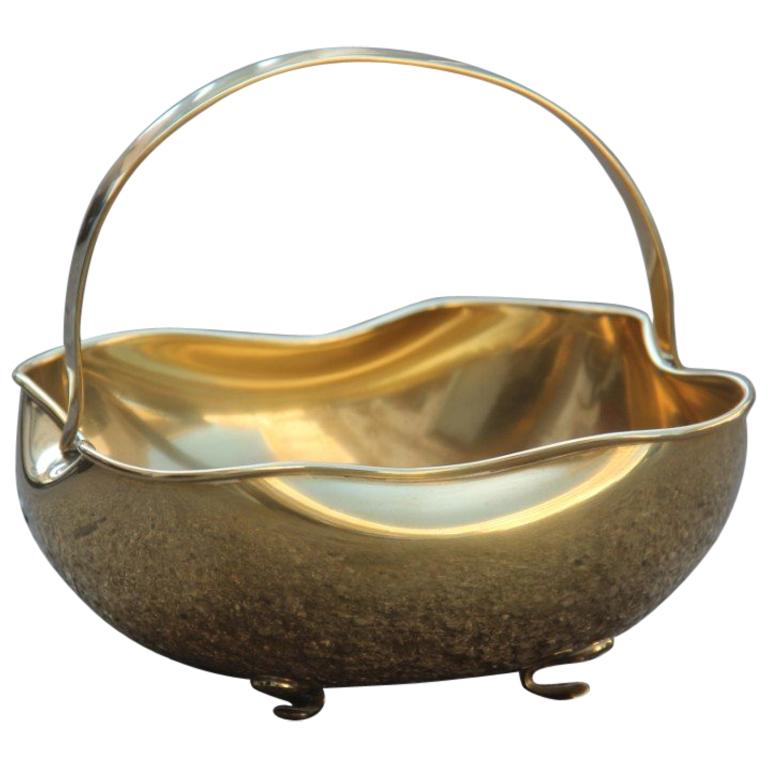 Shaped Bowl Solid 1960 Italy Brass Mid-Century Modern For Sale