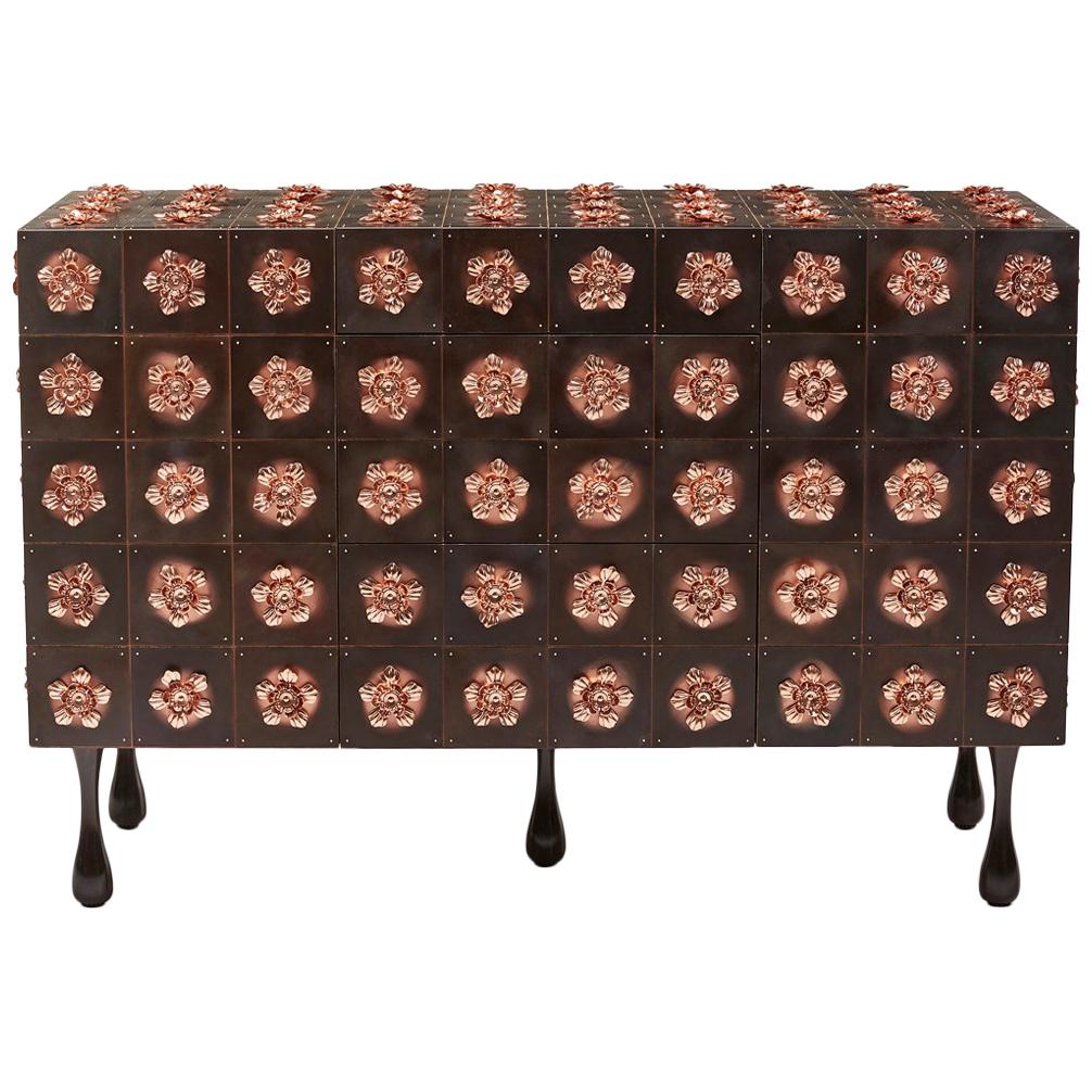 Copper and Burnished Steel, Contemporary Rosette Sideboard by Egg Designs
