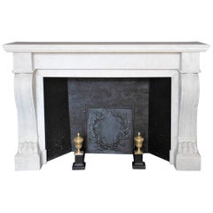 Antique EMPIRE Fireplace Lion's Paws in Carrara Marble