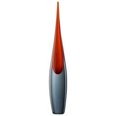 Large Vase in Grey and Red Murano's Glass "Pinnacolo" by L. Gaspari for Salviati