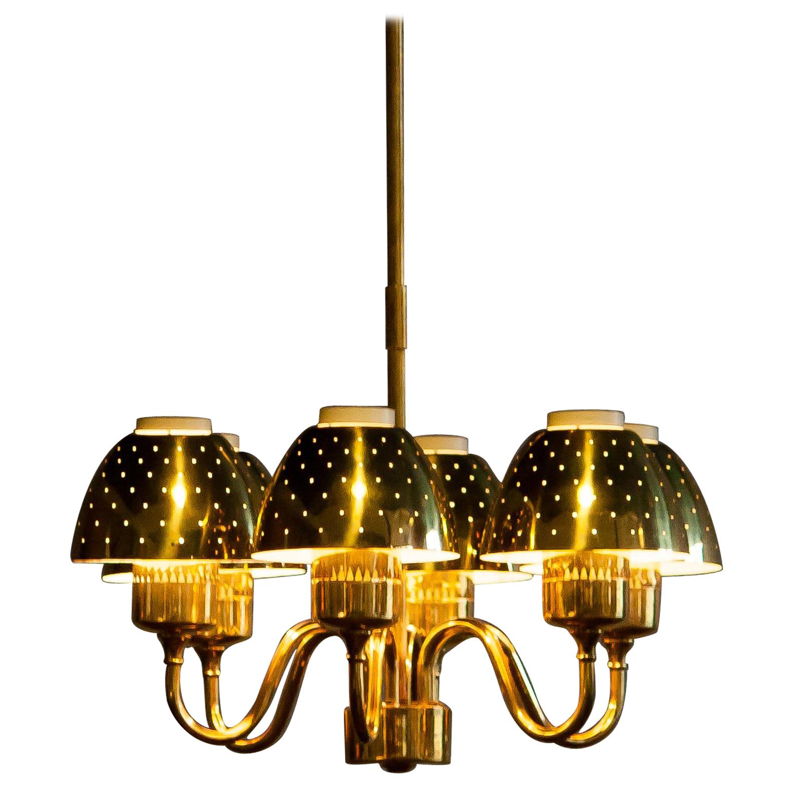 Beautiful Golden Chandelier by Hans-Agne Jakobsson, 1960s