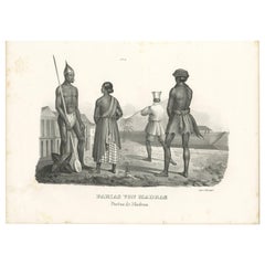 Impression ancienne de Parias de Madras en Inde, 1836