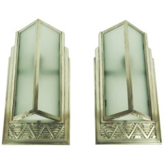 Pair of Art Deco Silvered Bronze Sconces by Georges -Marius Boretti
