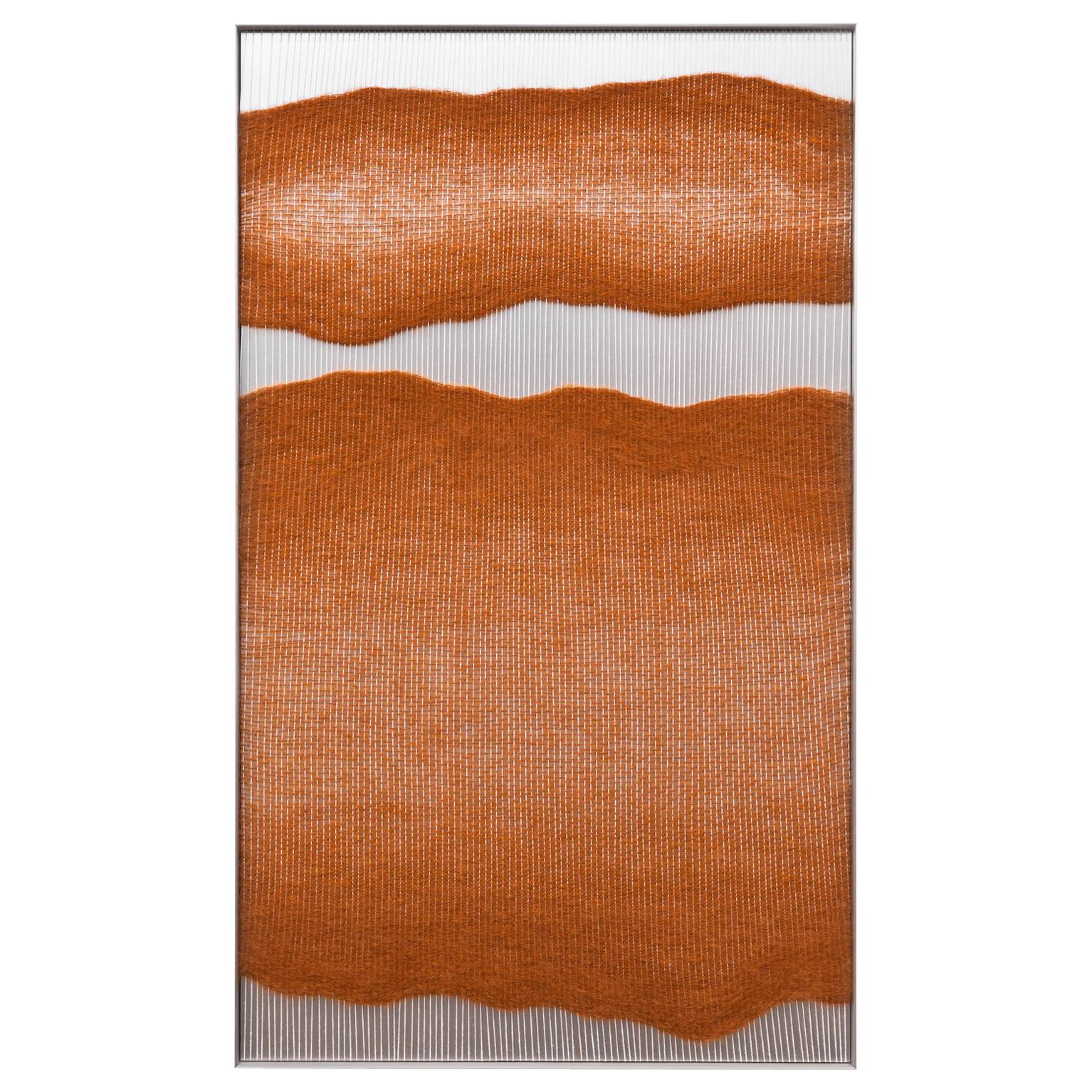 Contemporary Handwoven Wall Fiber Art, Rust Edge Forms by Mimi Jung For Sale