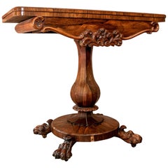 19th Century Carved Rosewood Games Table