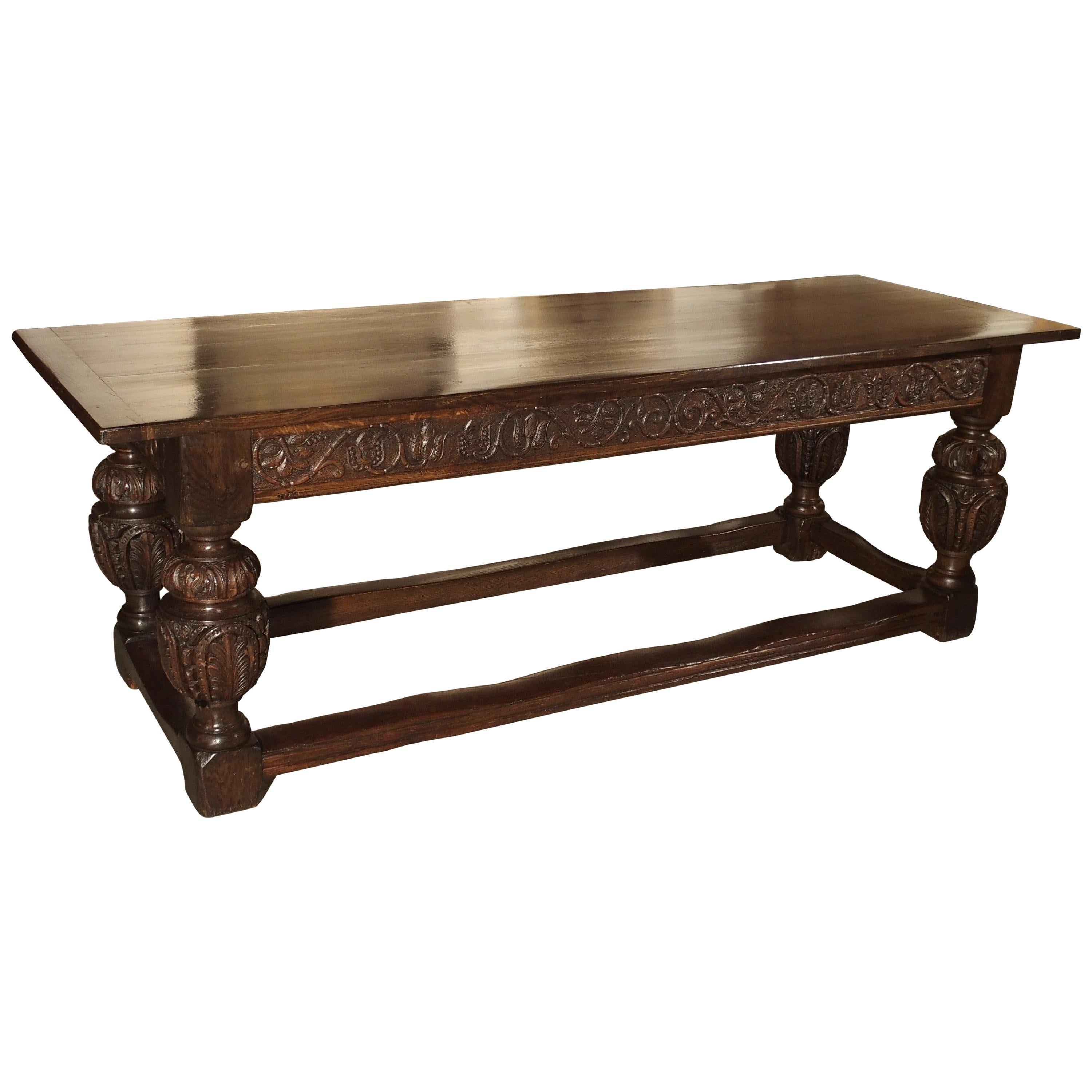 Antique Oak Elizabethan Style Table, England 19th Century