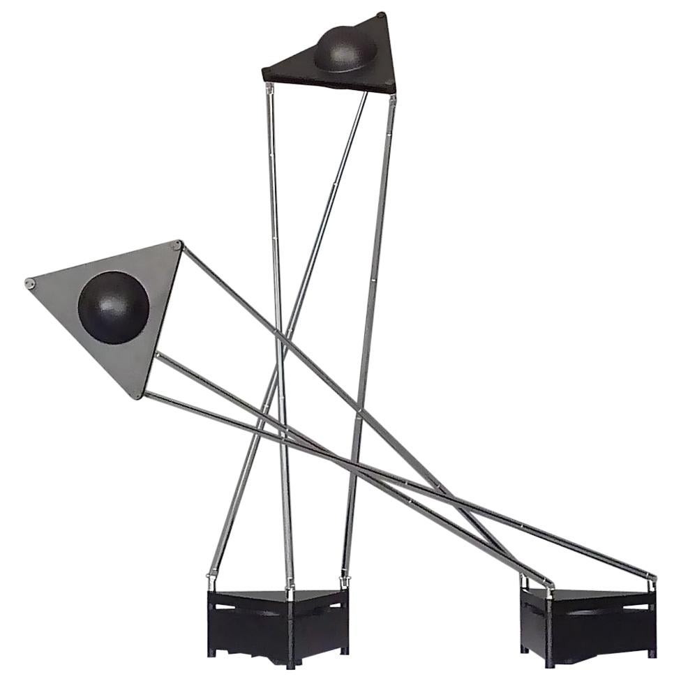 Pair Sculptural Table Lamps by F.A. Porsche Lucitalia Chrome Metal Black Plastic