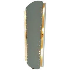 Large Illuminated Mirror Igl for Hillebrand White Enameled Brass Mategot Style