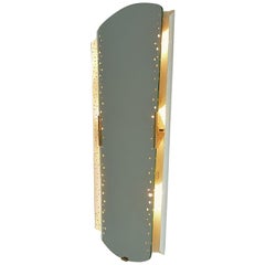 Vintage Large Illuminated Mirror Igl for Hillebrand White Enameled Brass Mategot Style 