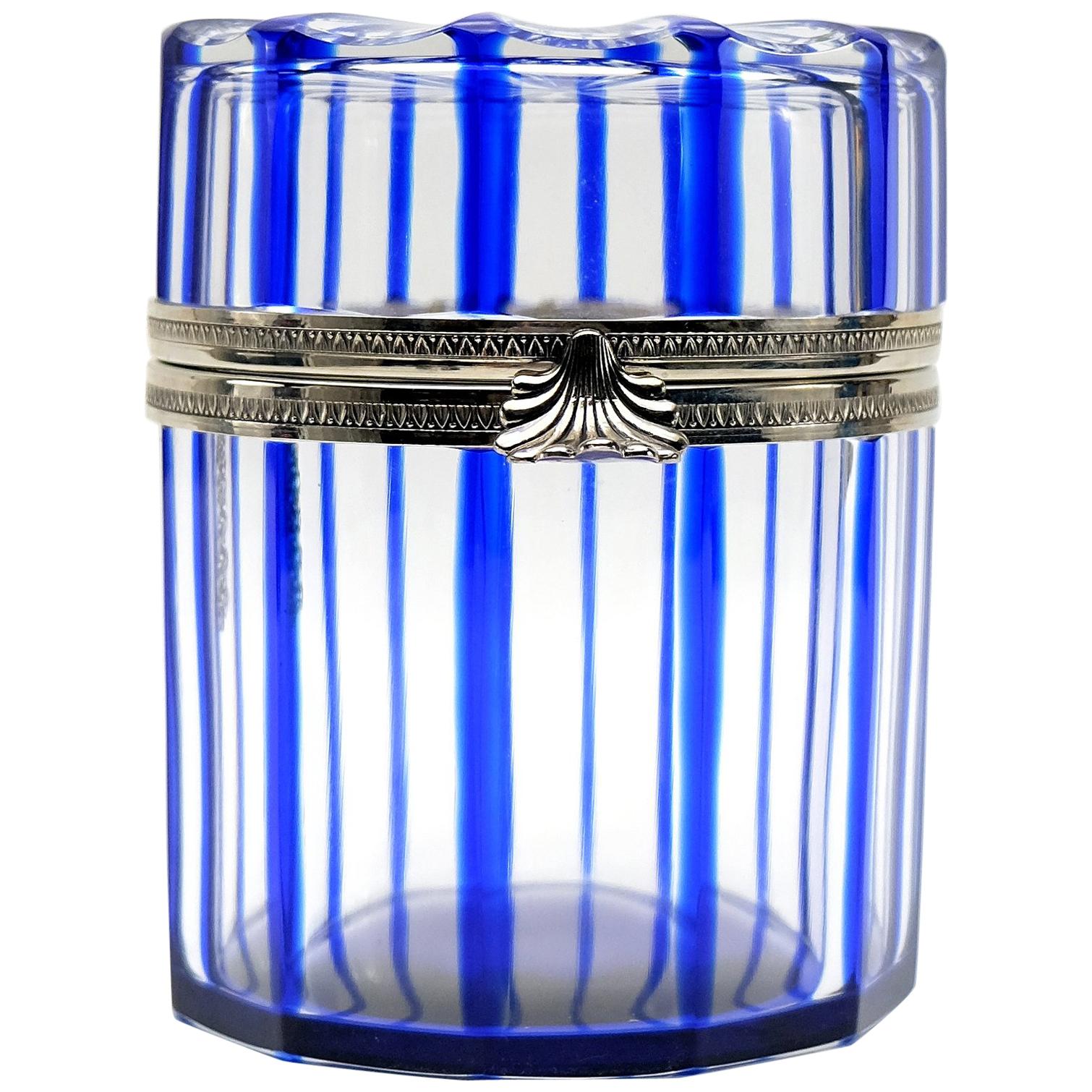 by Cristal Benito, France Cobalt Blue and Cut Crystal Lidded Box 