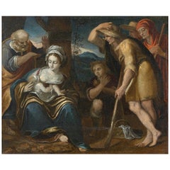 Adoration of the Sheperds, Sienese School 17th Century Oil on Canvas Painting