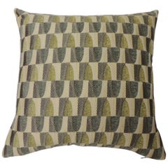Green and Natural "Cityscape" Woven Decorative Pillow Two-Sided