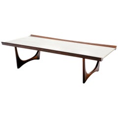 Giuseppe Scapinelli Brazilian Rosewood and Travertine Coffee Table
