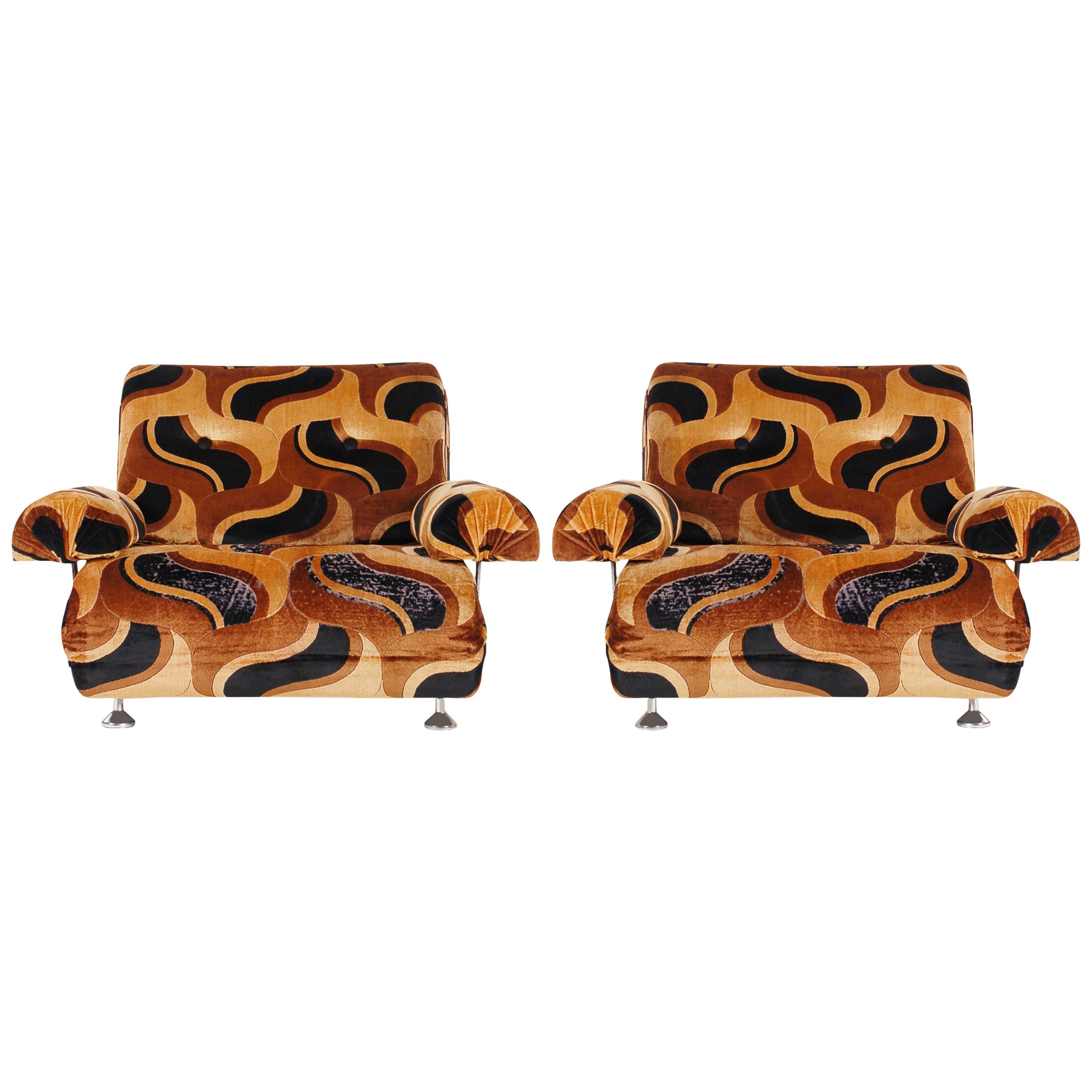 Pair of Mid-Century Modern Club Lounge Lounge Chairs after Verner Panton