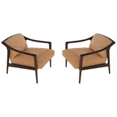 Pair of Midcentury Italian Modern Lounge Chairs in Walnut after Gio Ponti