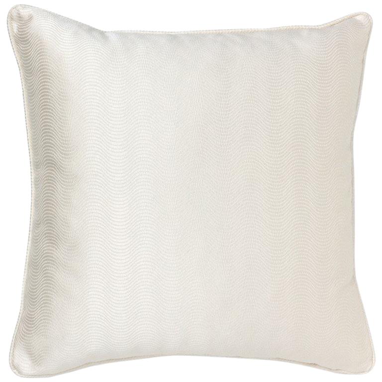 2 Brabbu Metropolis Pillow in White Linen with Geometric Pattern For Sale