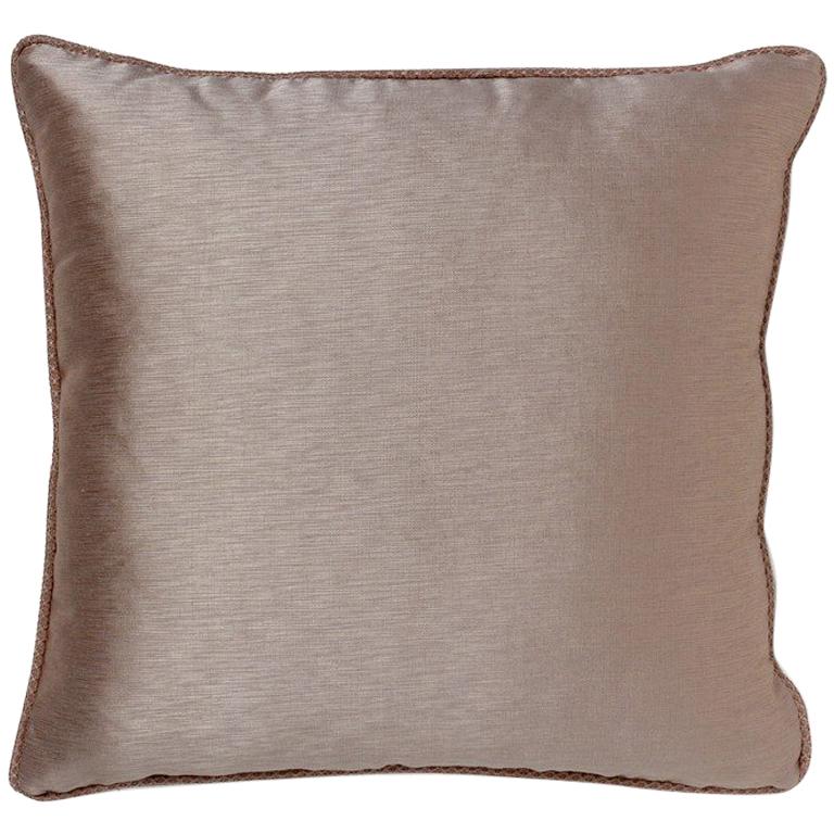 2 Brabbu Sakura Pillow in Taupe Satin For Sale