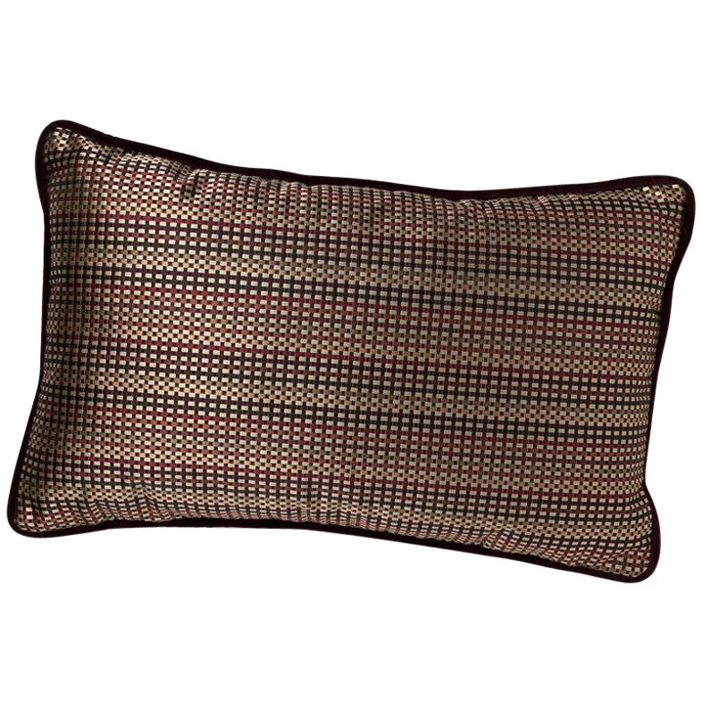 Brabbu Metropolis Pillow in Brown Linen with Geometric Pattern For Sale