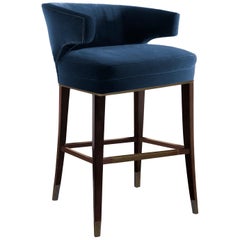 Ibis Counter Stool in Velvet with Brass Details by Brabbu