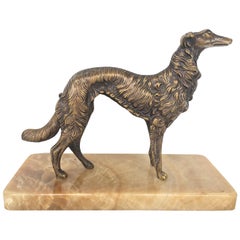 Antique 19th Century French Silver Patinated Bronze Borzoi