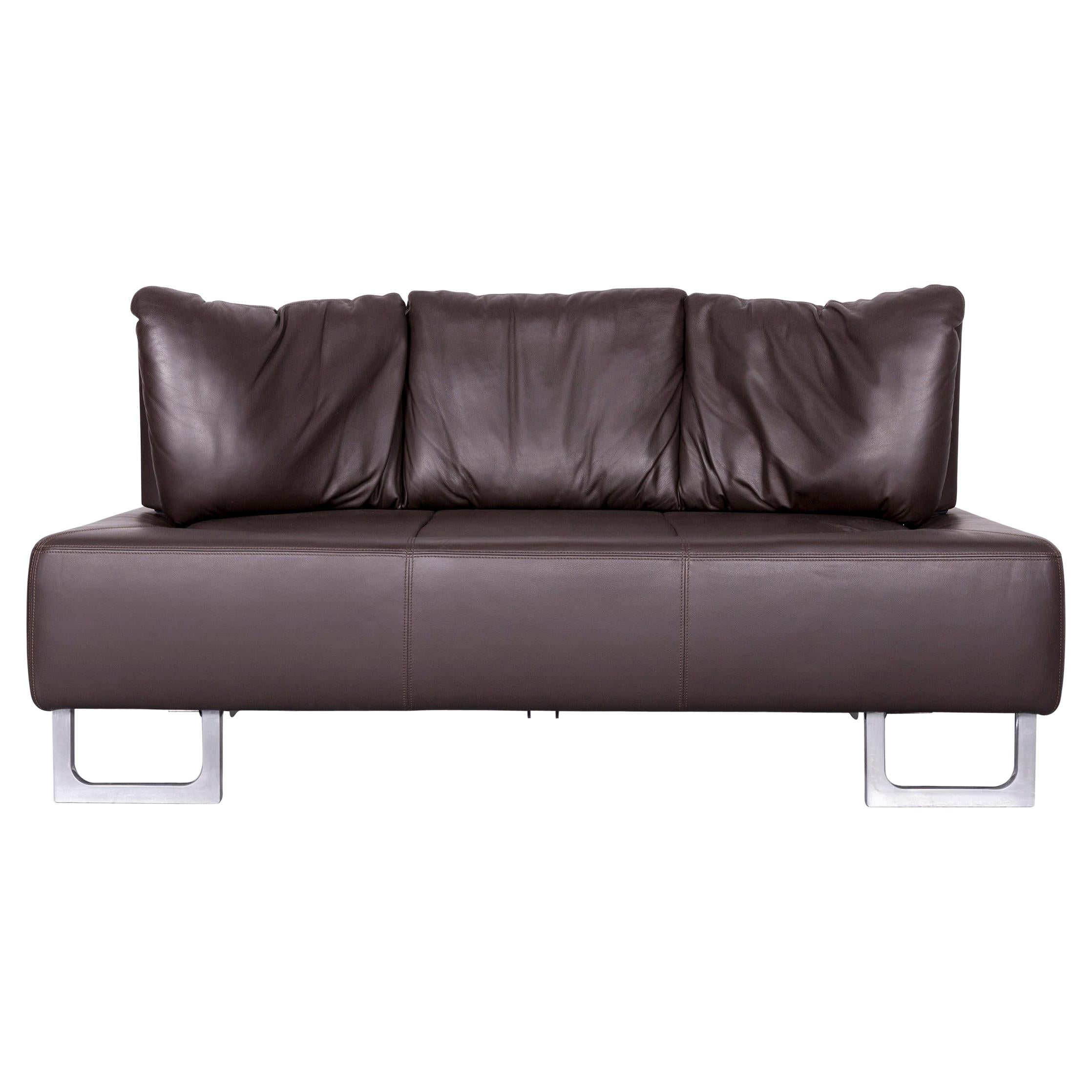 De Sede DS 165 Designer Leather Sofa Brown Two-Seat Couch For Sale