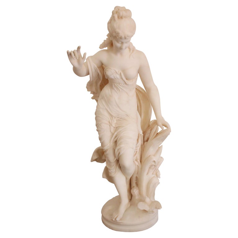19th Century Fausto Biggi Carrara Marble Sculpture "Summer" For Sale