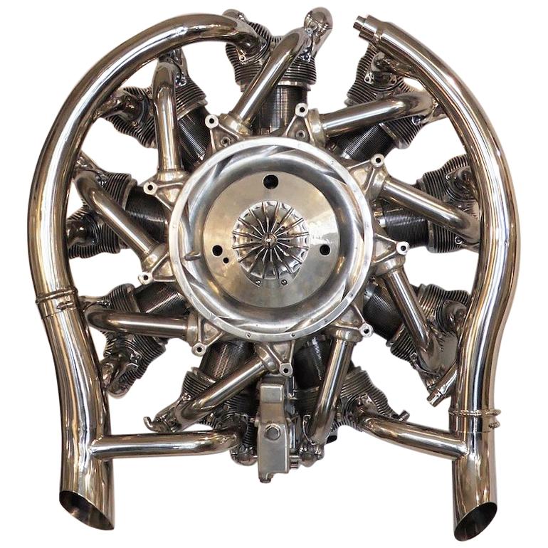 Airplane Radial Engine Sculpture Nine Cylinder "R-985 Wasp Jr" For Sale