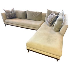 Ligne Roset Sectional Sofa Two-Piece Didier Gomez Design Suede Leather Alcantara