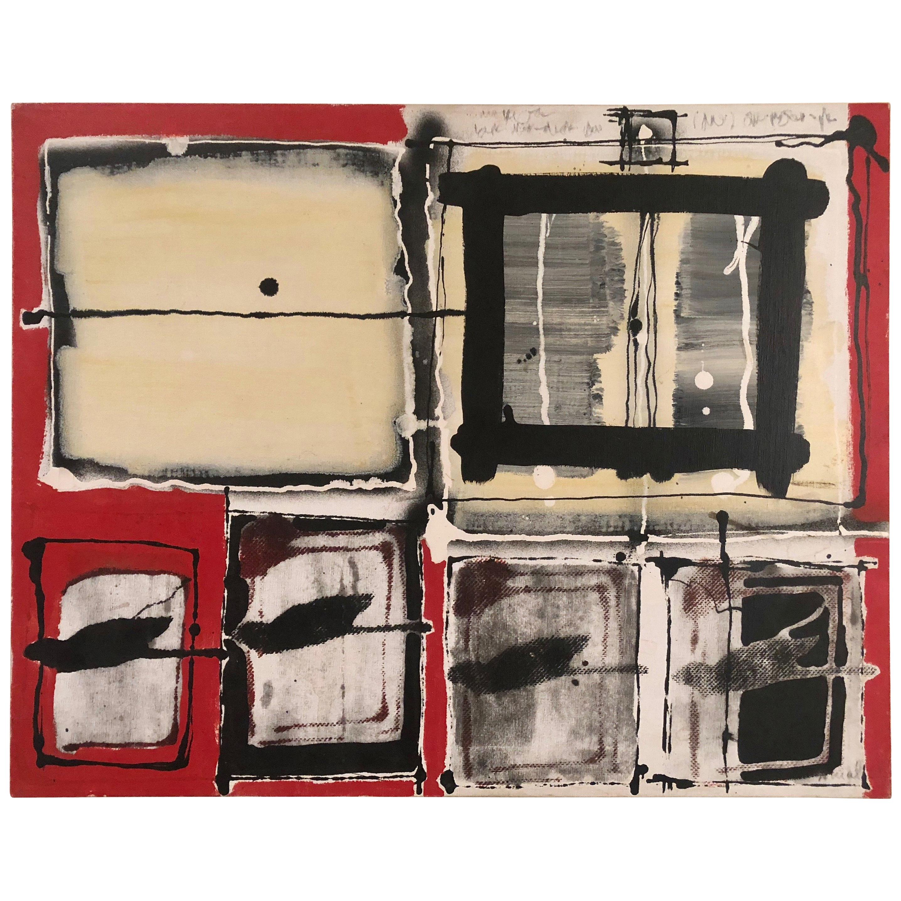 'Red Target' Painting by François Arnal, France 1962 For Sale