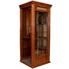 Vintage Working Replica of an Antique Wood and Glass Door Phone Booth