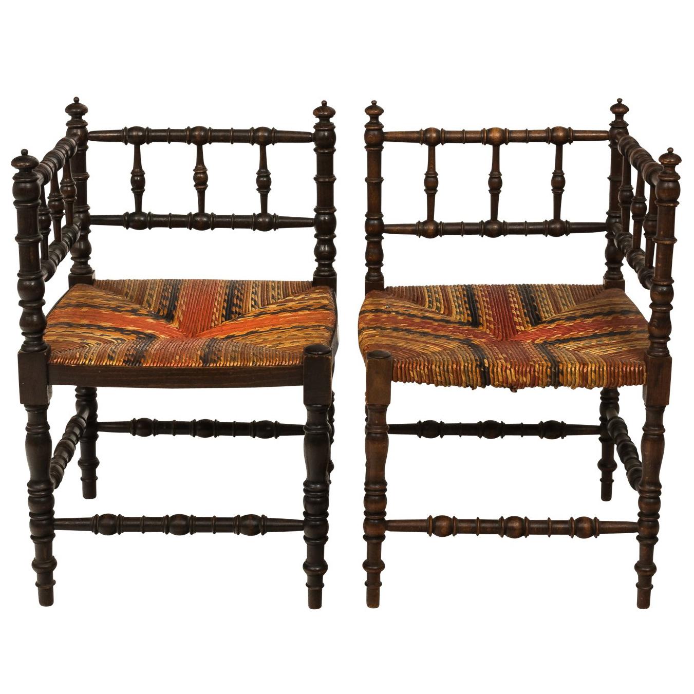 Pair of Early 20th Century French Corner Chairs