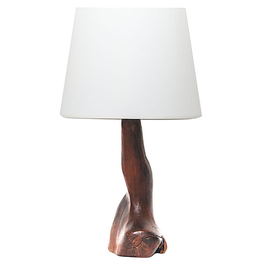 Table Lamp, Brutalist, Abstract Walnut Shape, 1950, Alexandre Noll Style, Brown