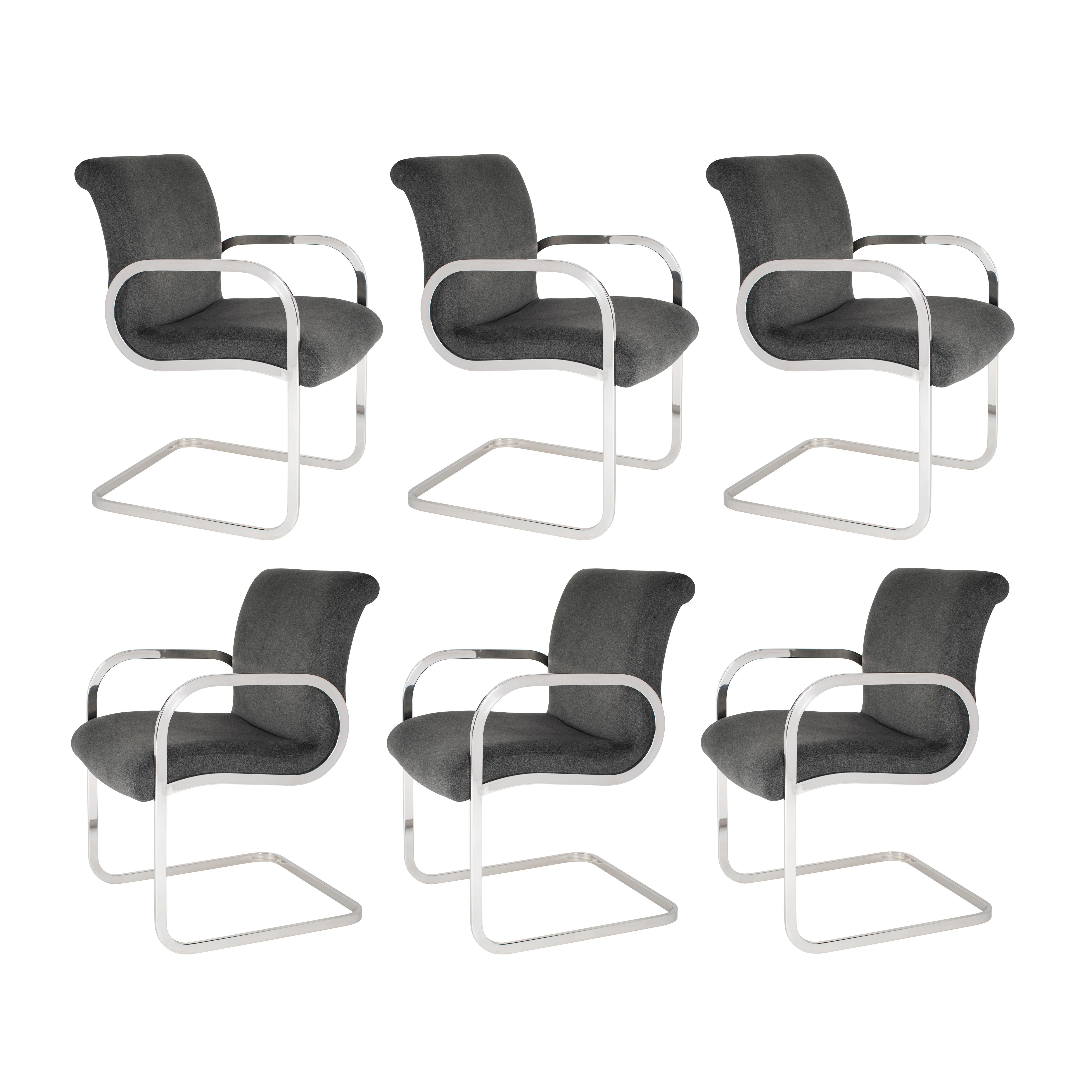 Set of Six "Ghia" Dining Chairs by Charles Gibilterra for Brueton, circa 1970s For Sale