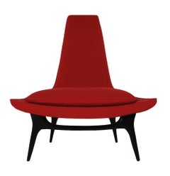 Mid-Century Modern Sculptural Lounge Chair by Karpen of California in Red Wool